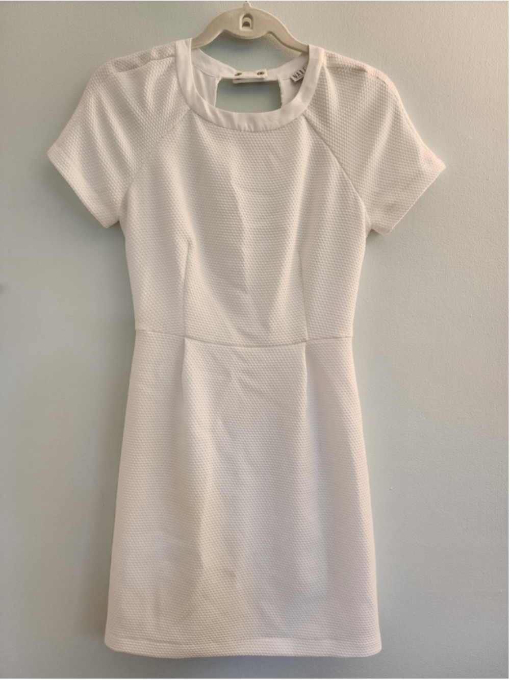 RARE SAMPLE MADE Fashion Week White Eyelet Mixed Media Mini Dress XS‎ NWOT
